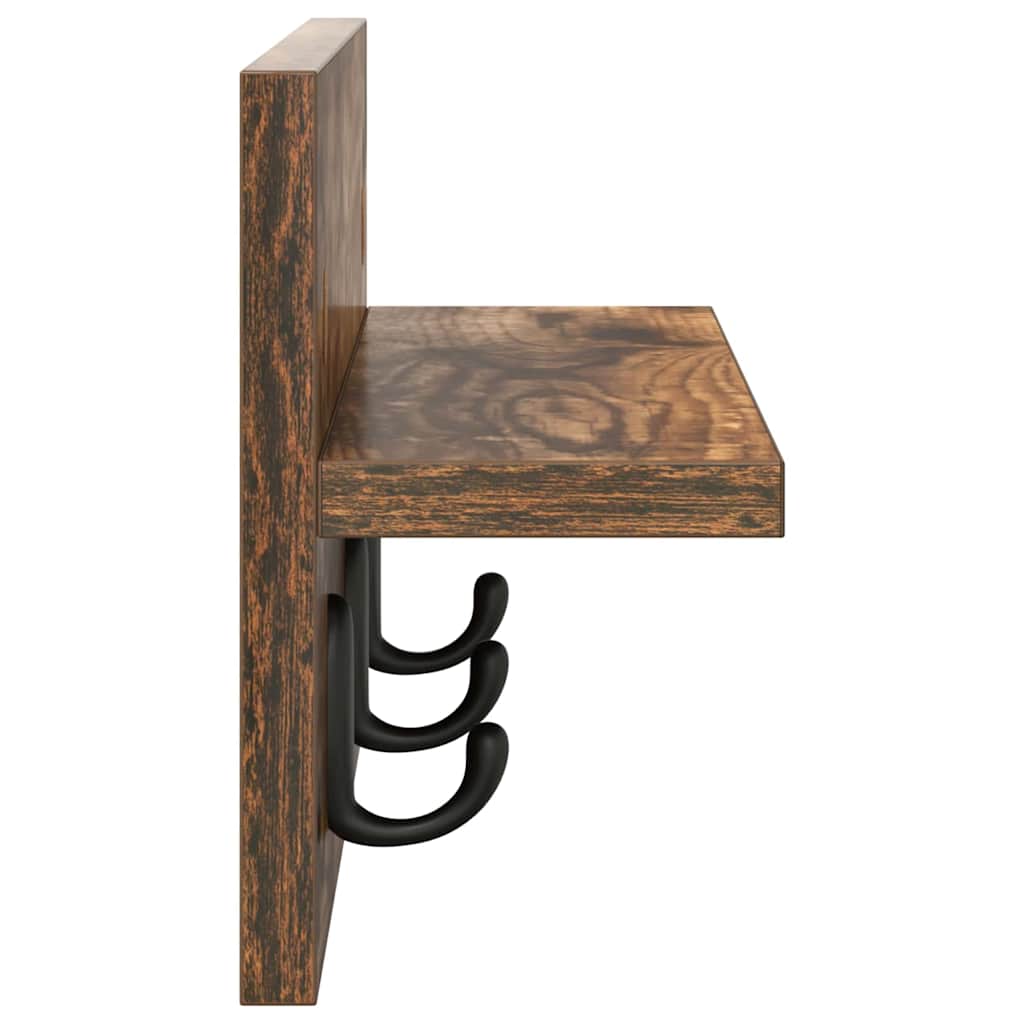 Vegghengt kleshenger Røkt eik 40 x 10.5 x 18 cm Konstruert tre
