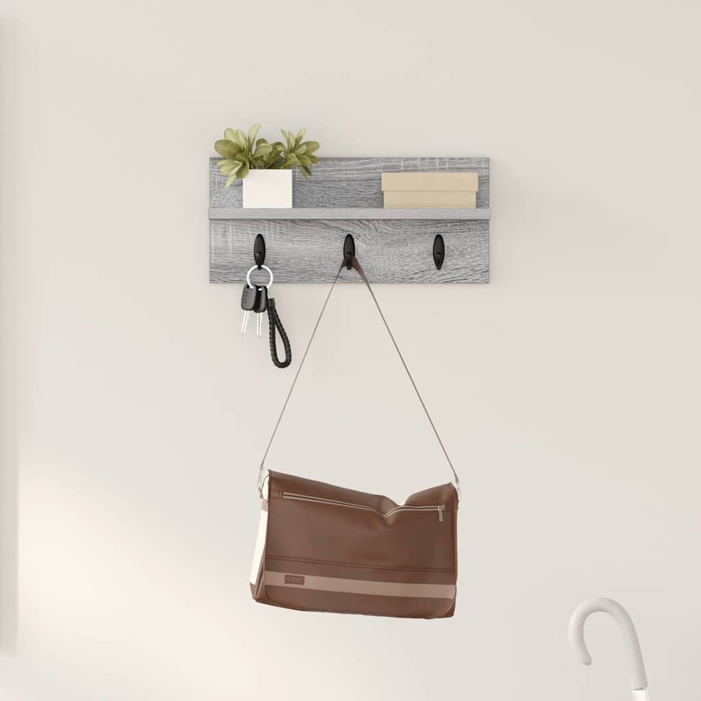 Vegghengt kleshenger med hylle Grå sonoma 40 x 10.5 x 18 cm