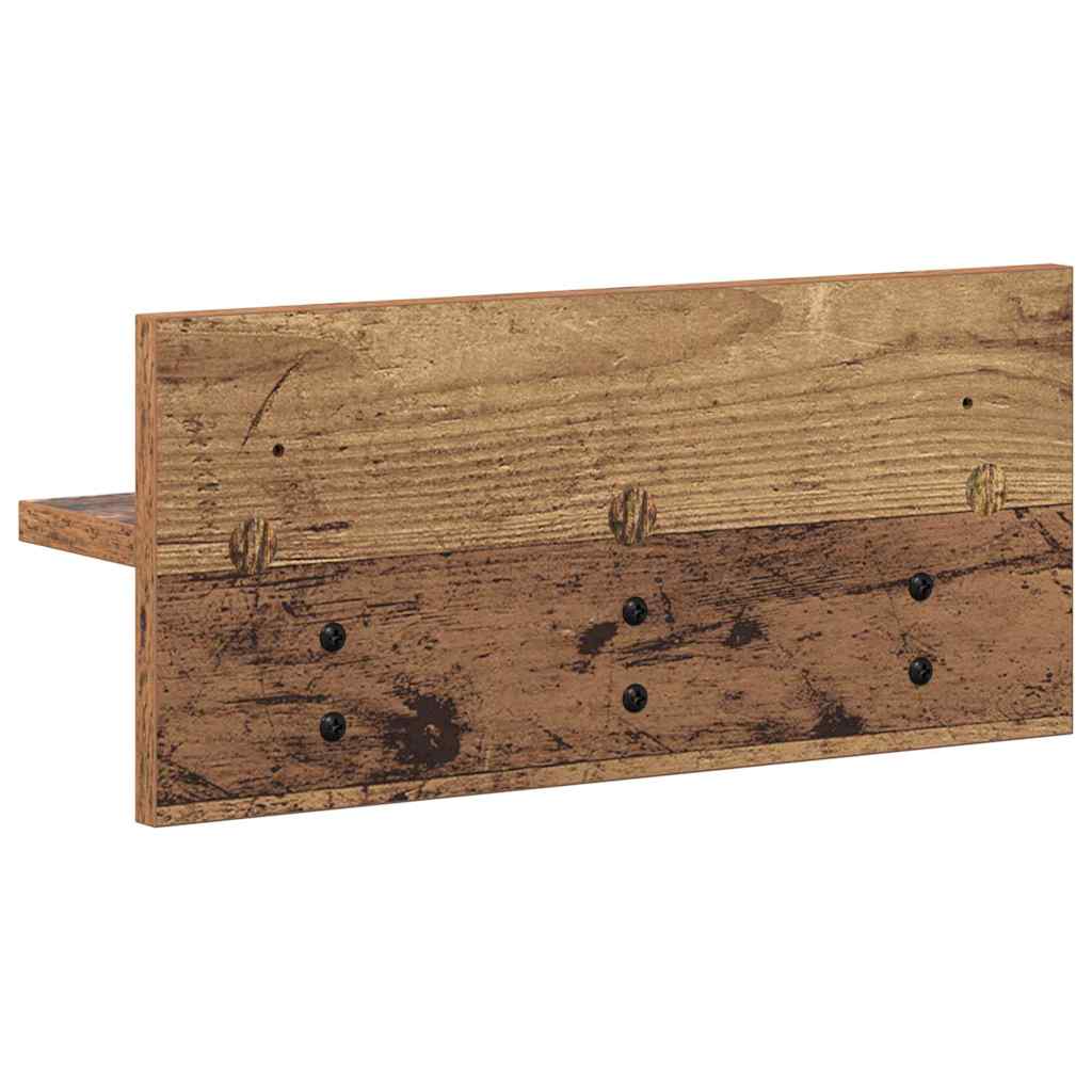 Vegghengt kleshenger med hylle Gammelt tre 40 x 10.5 x 18 cm