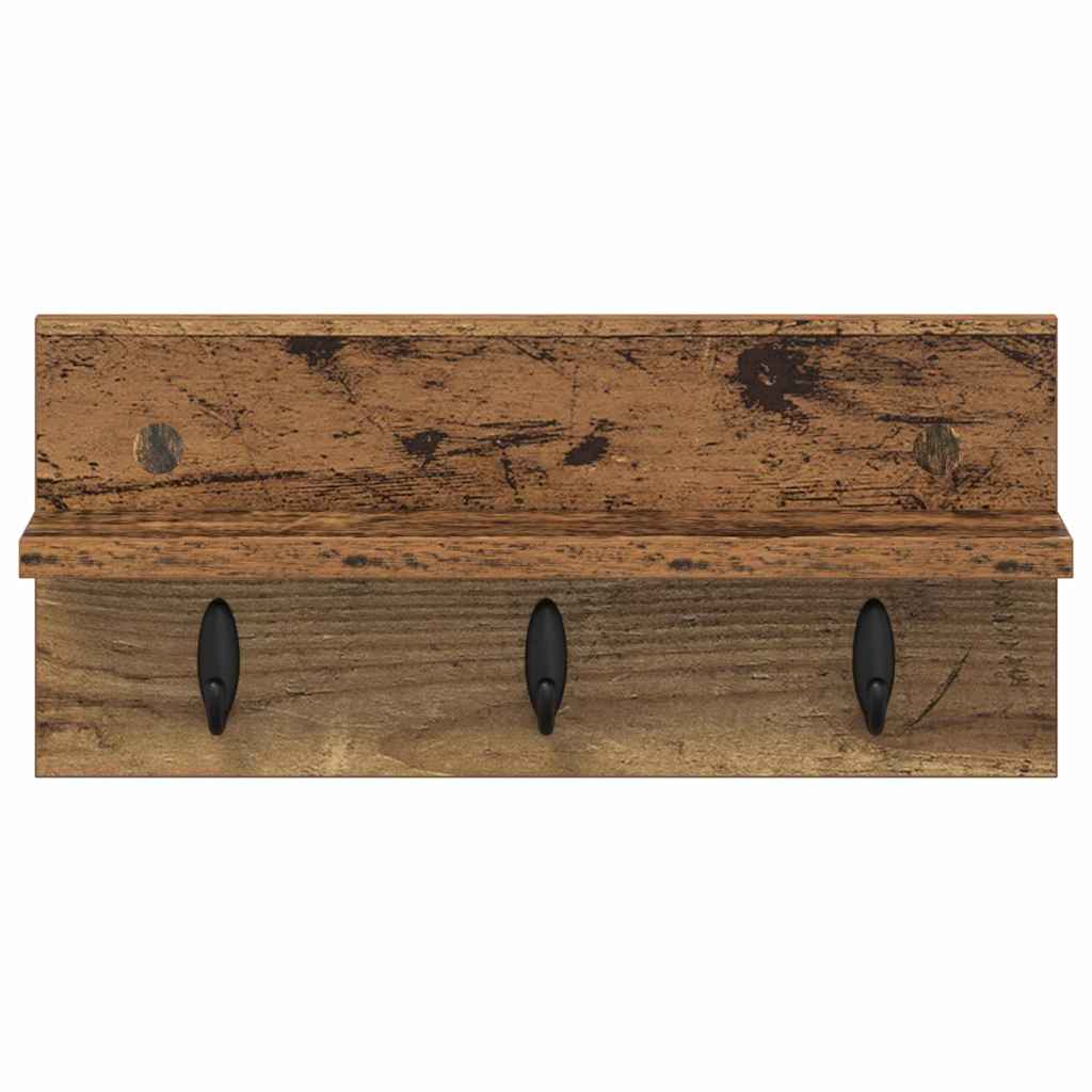 Vegghengt kleshenger med hylle Gammelt tre 40 x 10.5 x 18 cm