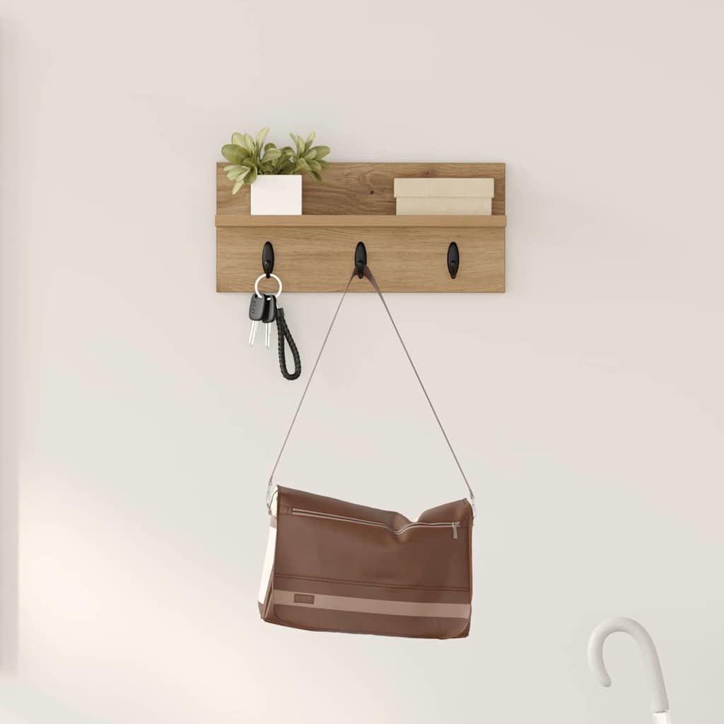 Vegghengt kleshenger med hylle artisan eik 40 x 10.5 x 18 cm