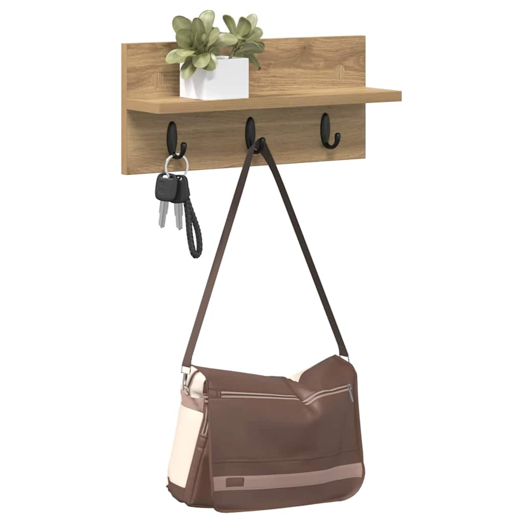 Vegghengt kleshenger med hylle artisan eik 40 x 10.5 x 18 cm