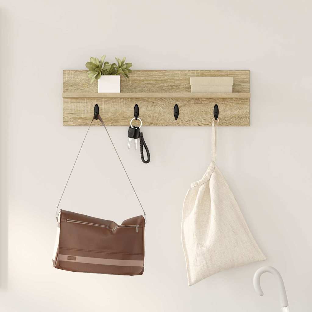 Vegghengt kleshenger med hylle Sonoma eik 60 x 10.5 x 18 cm
