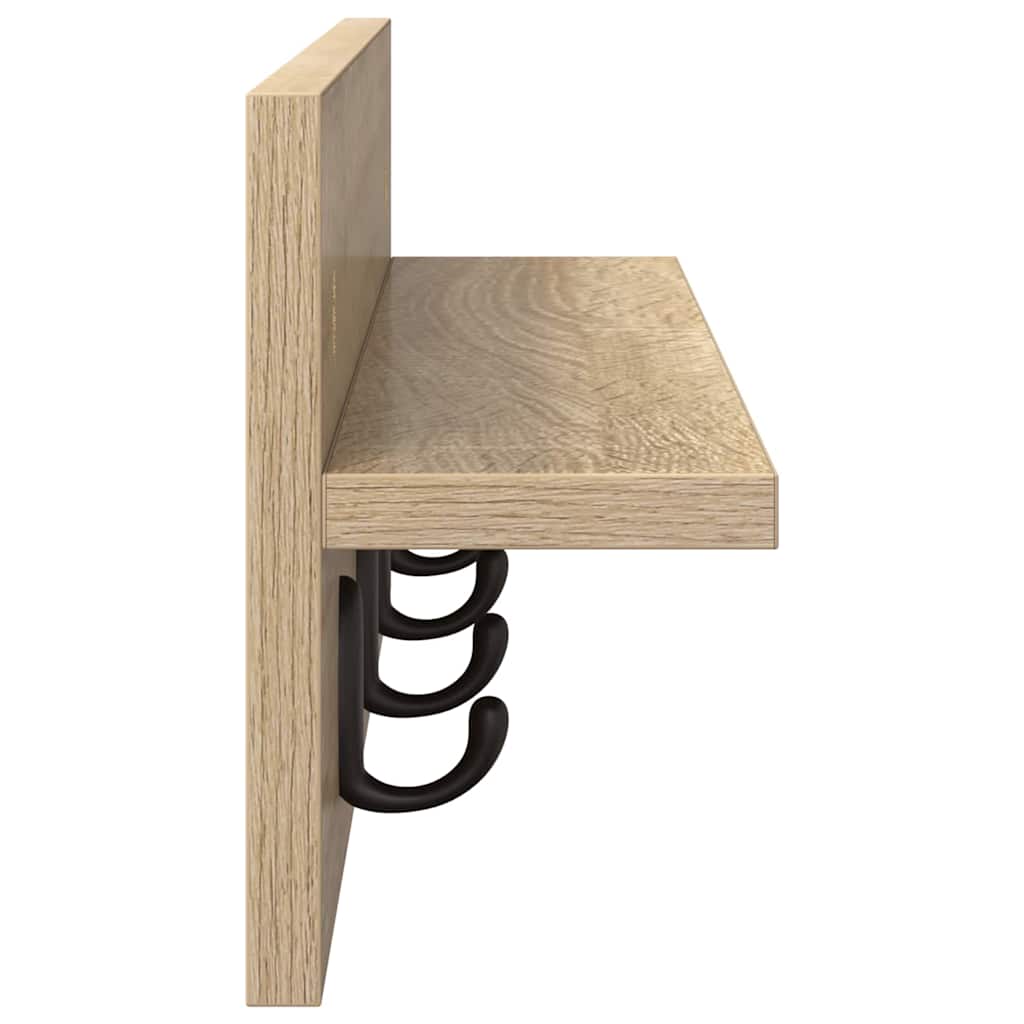 Vegghengt kleshenger med hylle Sonoma eik 60 x 10.5 x 18 cm