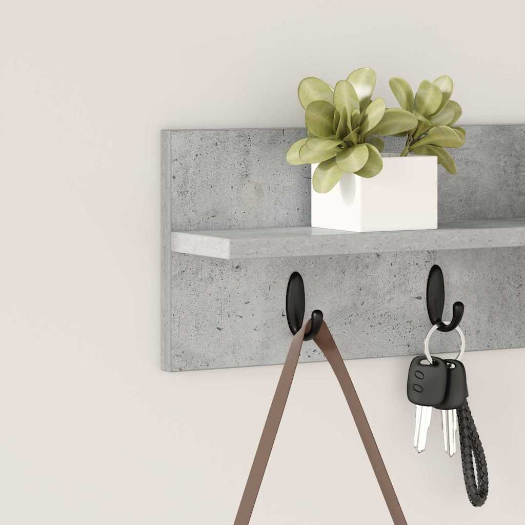 Vegghengt kleshenger Betonggrå 60 x 10,5 x 18 cm Konstruert tre