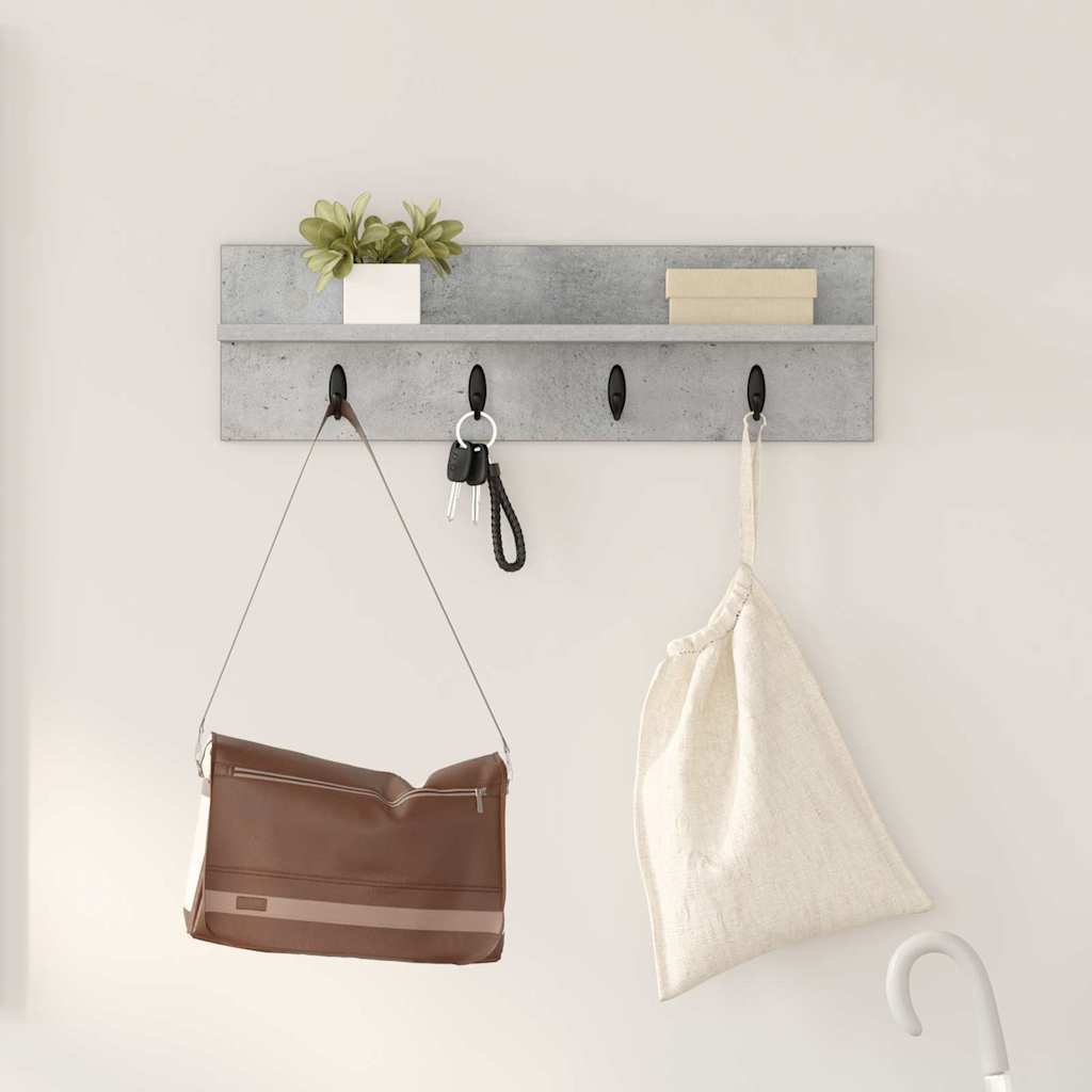 Vegghengt kleshenger Betonggrå 60 x 10.5 x 18 cm Konstruert tre
