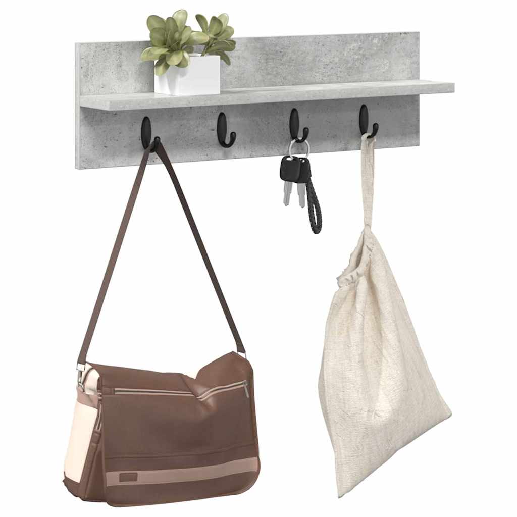 Vegghengt kleshenger Betonggrå 60 x 10,5 x 18 cm Konstruert tre