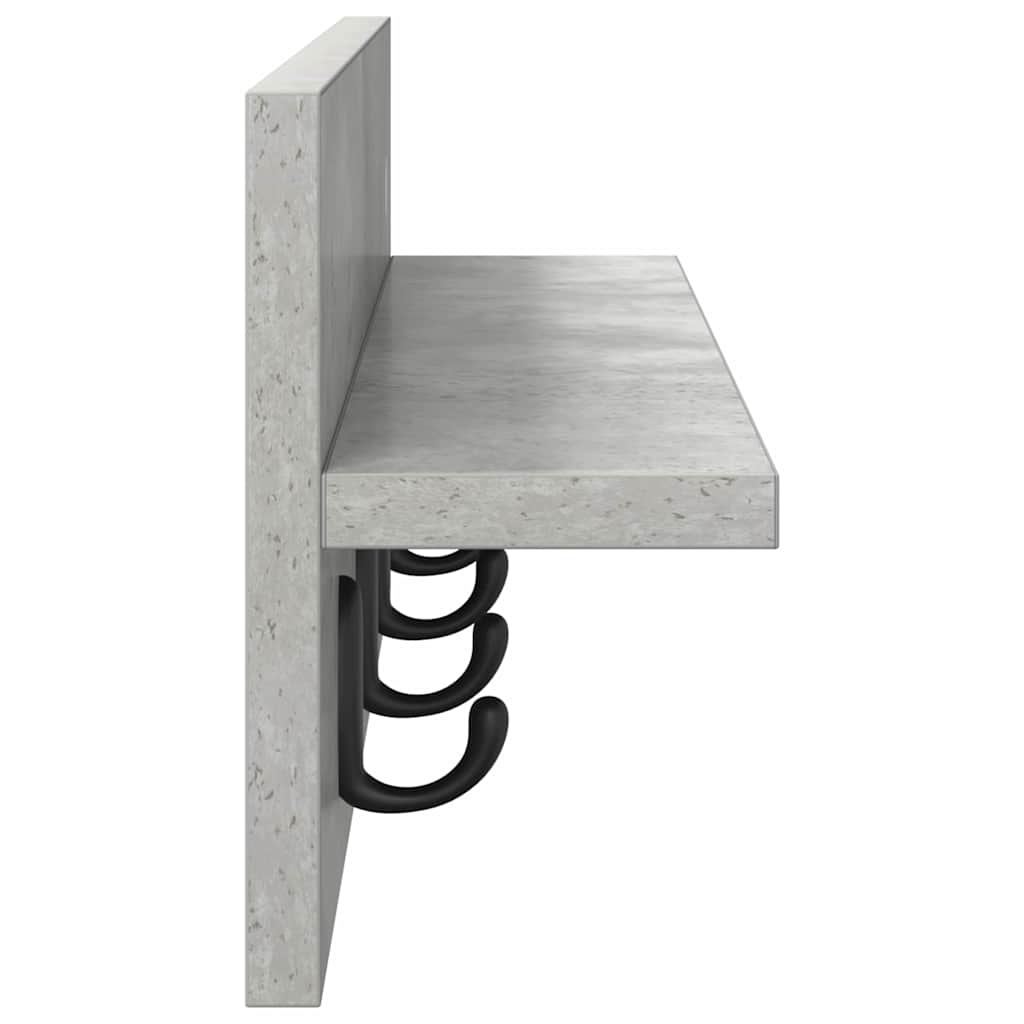 Vegghengt kleshenger Betonggrå 60 x 10.5 x 18 cm Konstruert tre