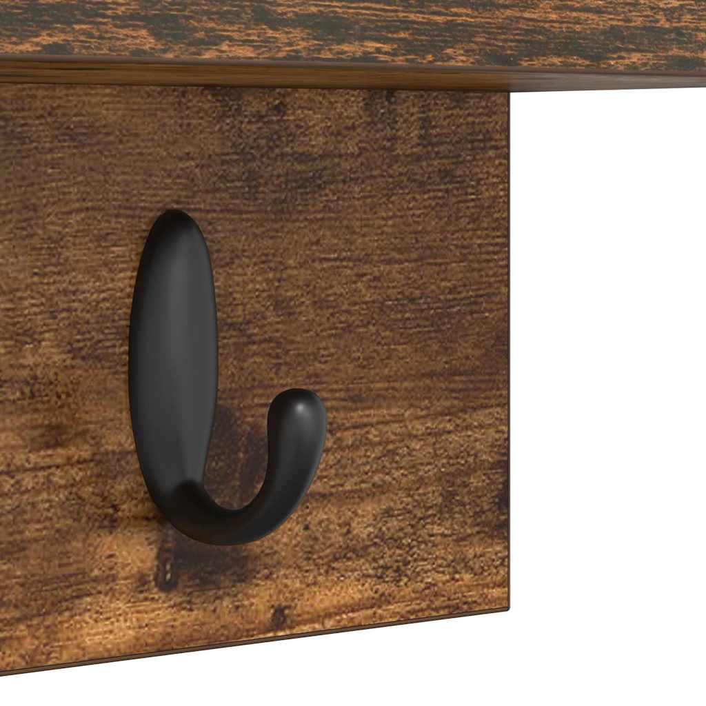 Vegghengt kleshenger Røkt eik 60 x 10,5 x 18 cm Konstruert tre
