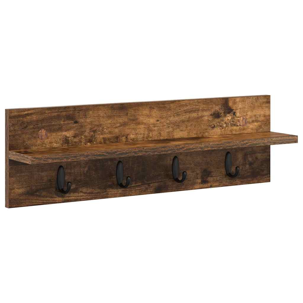Vegghengt kleshenger Røkt eik 60 x 10.5 x 18 cm Konstruert tre