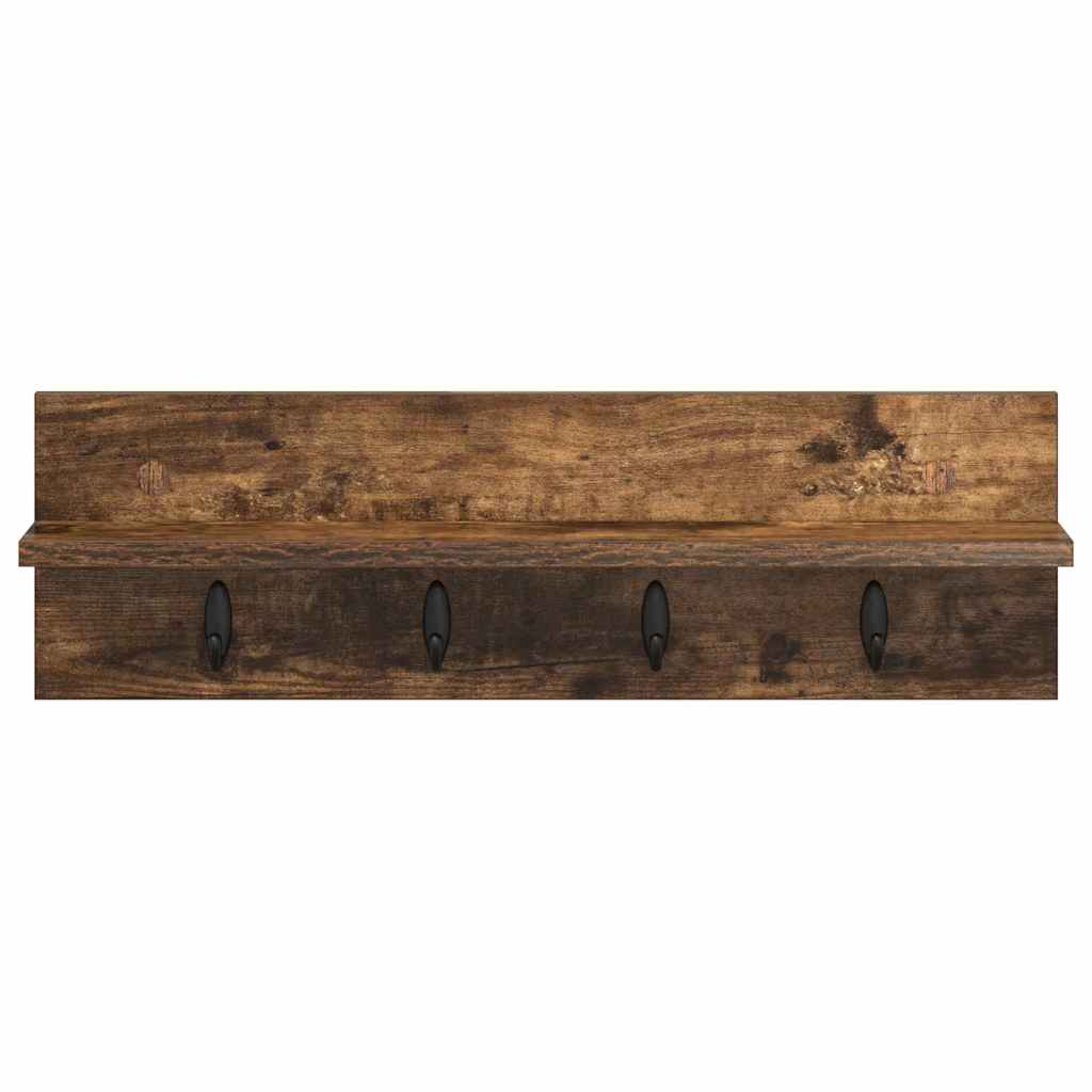 Vegghengt kleshenger Røkt eik 60 x 10.5 x 18 cm Konstruert tre