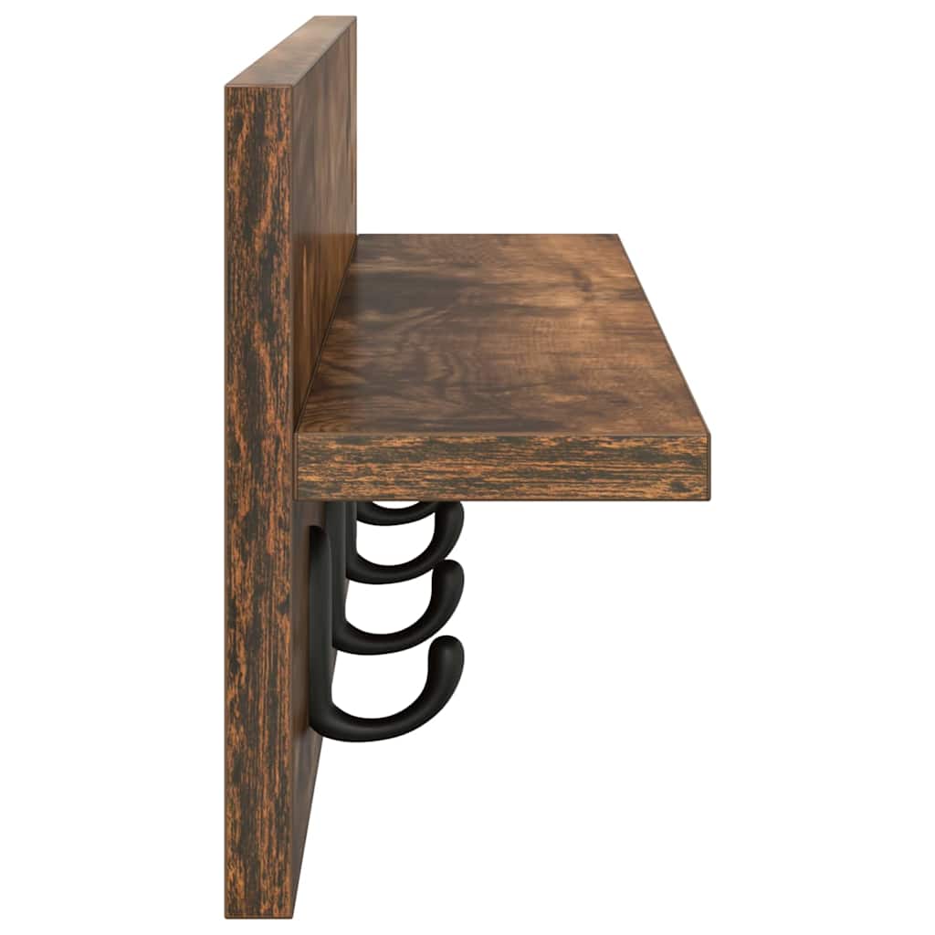 Vegghengt kleshenger Røkt eik 60 x 10,5 x 18 cm Konstruert tre
