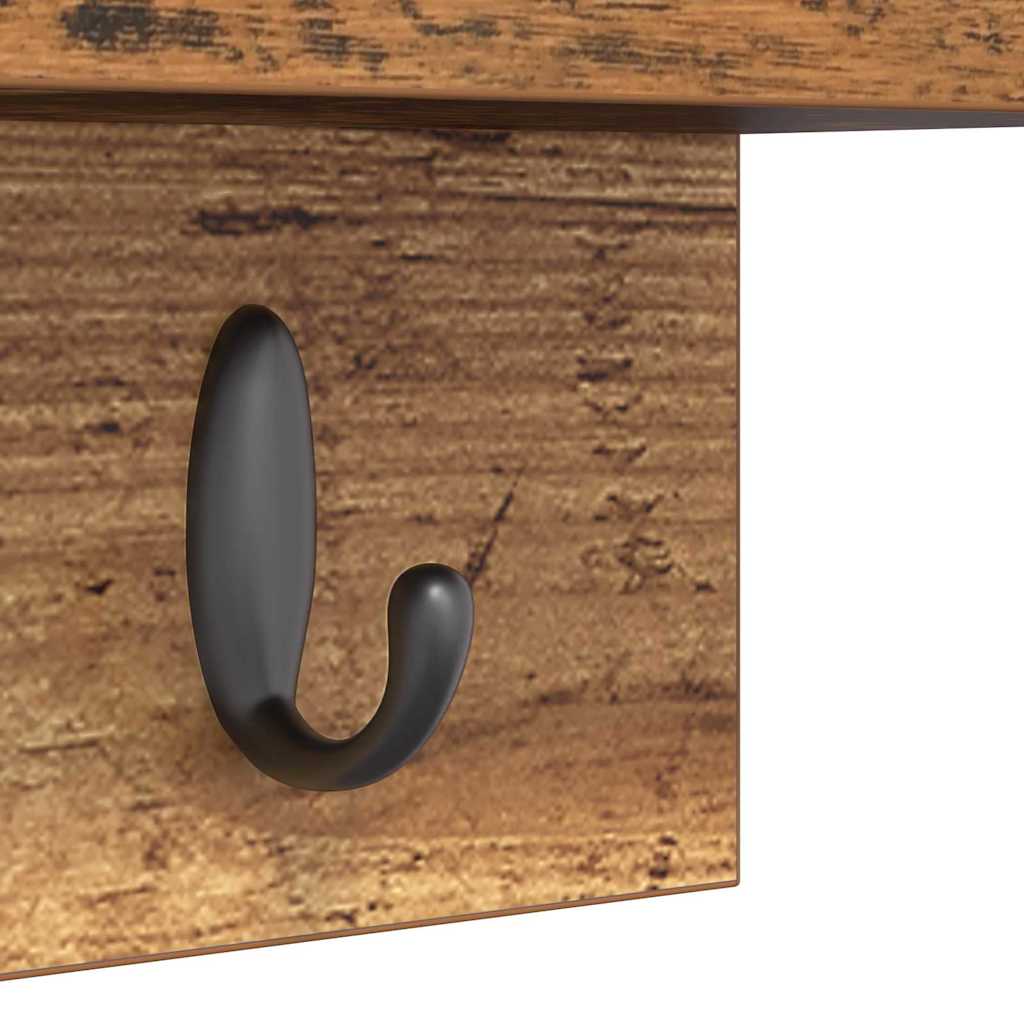 Vegghengt kleshenger med hylle Gammelt tre 60 x 10.5 x 18 cm