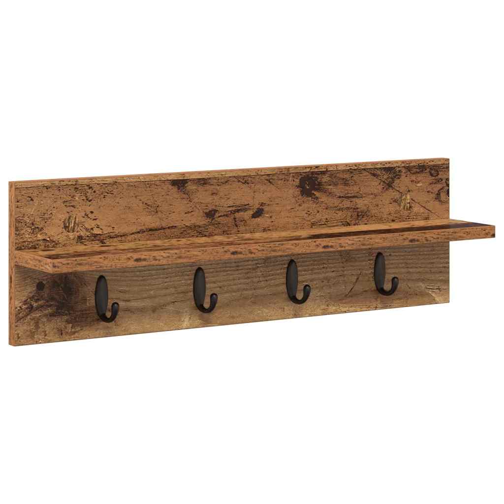 Vegghengt kleshenger med hylle Gammelt tre 60 x 10.5 x 18 cm