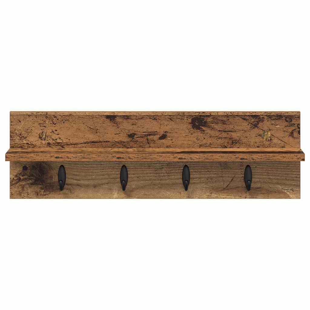 Vegghengt kleshenger med hylle Gammelt tre 60 x 10.5 x 18 cm