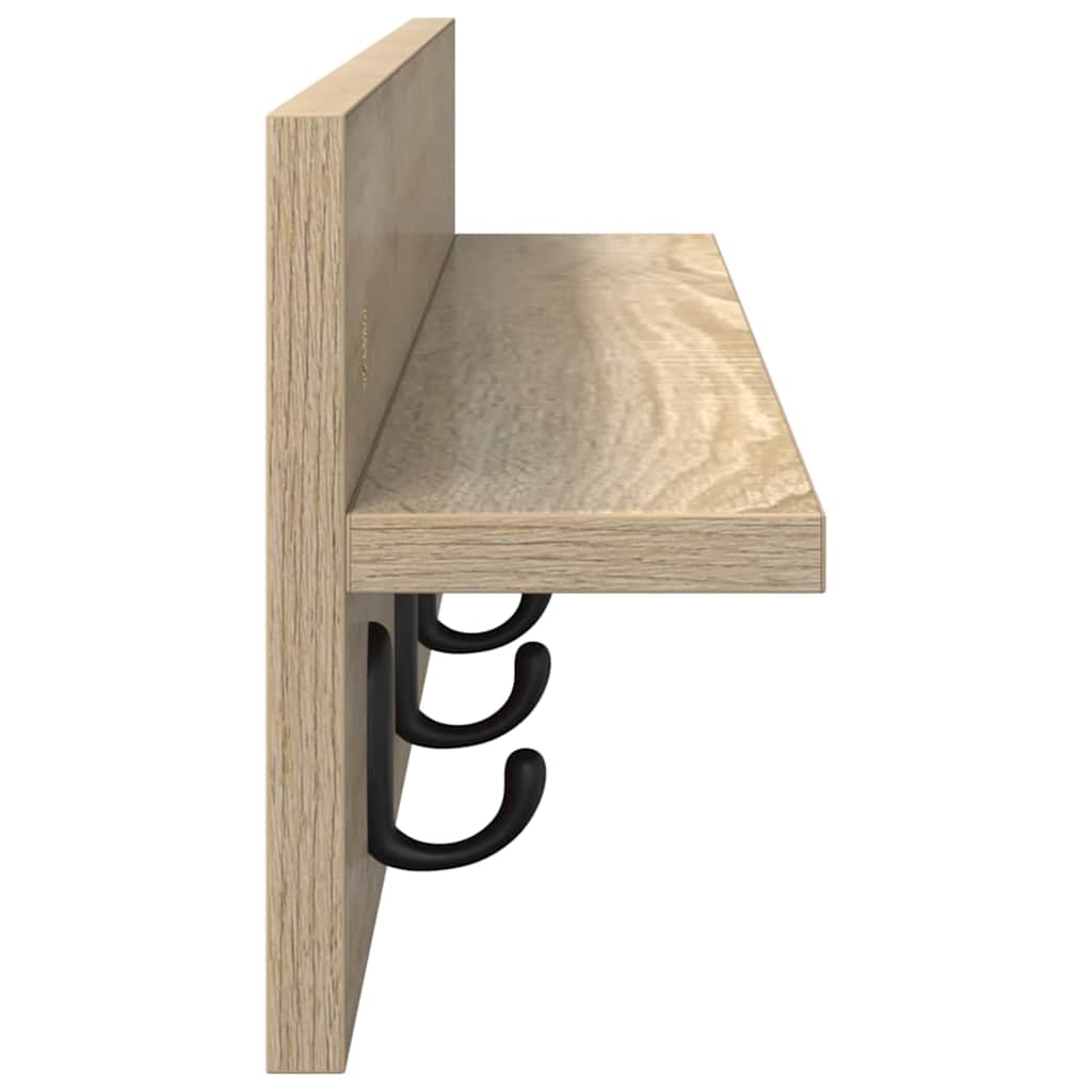 Vegghengt kleshenger med hylle Sonoma eik 80 x 10.5 x 18 cm