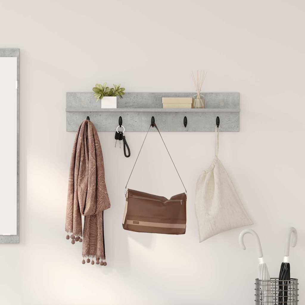 Vegghengt kleshenger Betonggrå 80 x 10,5 x 18 cm Konstruert tre