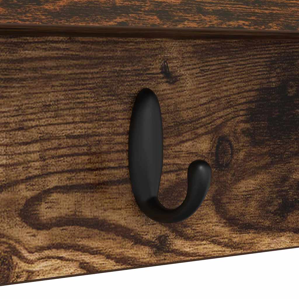Vegghengt kleshenger Røkt eik 80 x 10.5 x 18 cm Konstruert tre