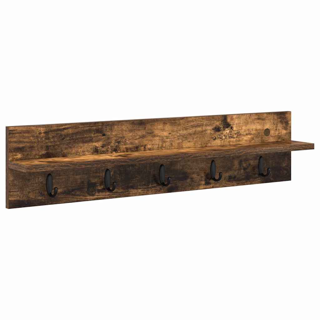 Vegghengt kleshenger Røkt eik 80 x 10.5 x 18 cm Konstruert tre