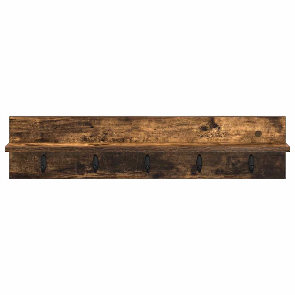 Vegghengt kleshenger Røkt eik 80 x 10.5 x 18 cm Konstruert tre