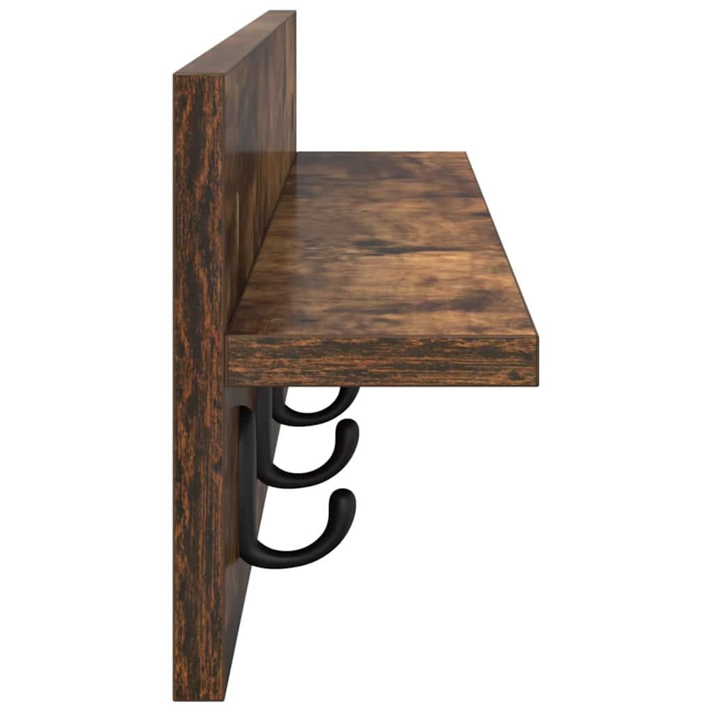 Vegghengt kleshenger Røkt eik 80 x 10.5 x 18 cm Konstruert tre