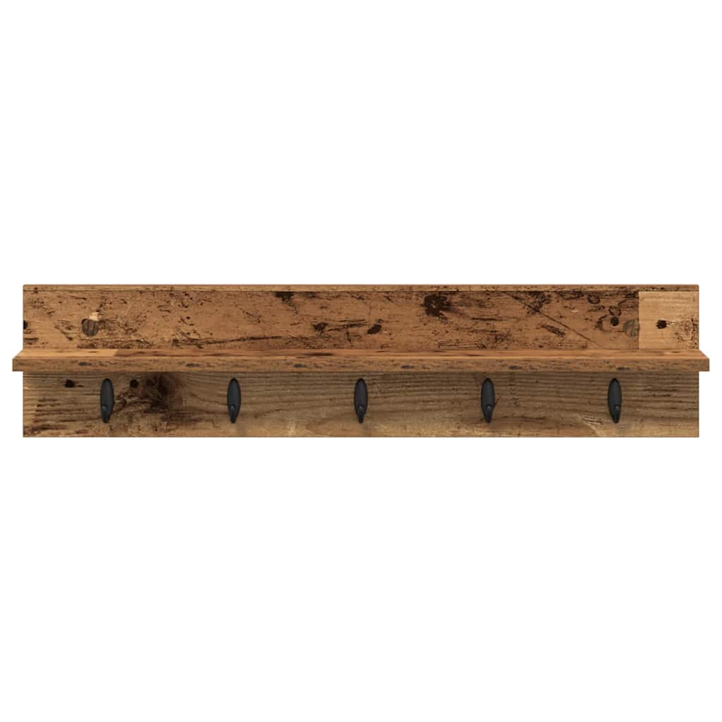 Vegghengt kleshenger med hylle Gammelt tre 80 x 10.5 x 18 cm