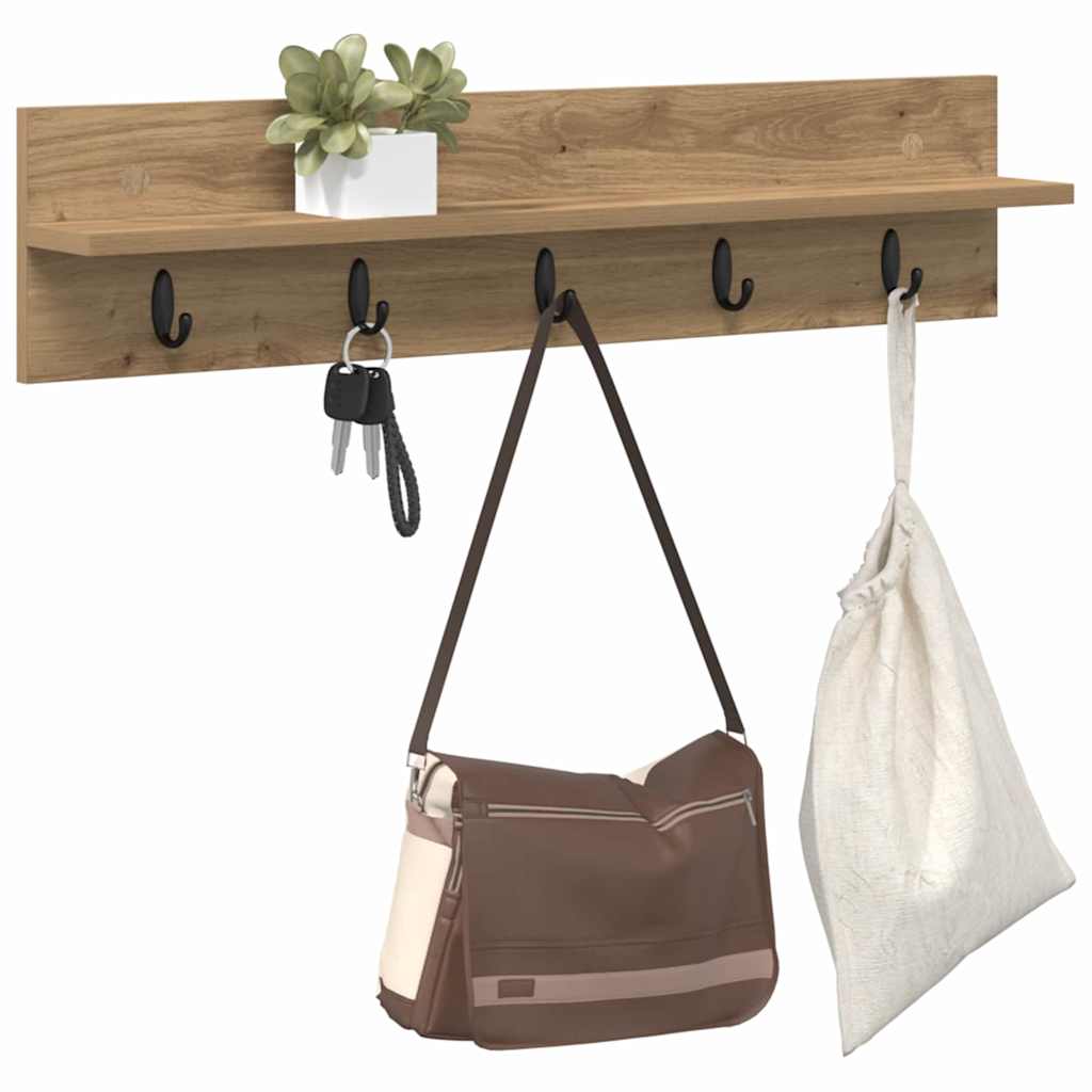 Vegghengt kleshenger med hylle artisan eik 80 x 10.5 x 18 cm
