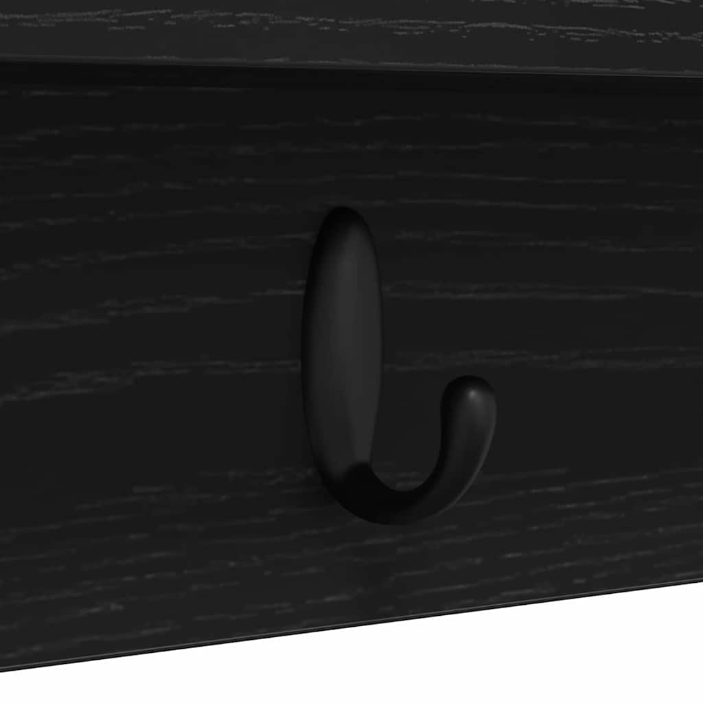 Vegghengt kleshenger med hylle Svart eik 100 x 10.5 x 18 cm