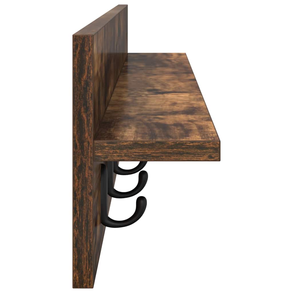 Vegghengt kleshenger Røkt eik 100 x 10,5 x 18 cm Konstruert tre