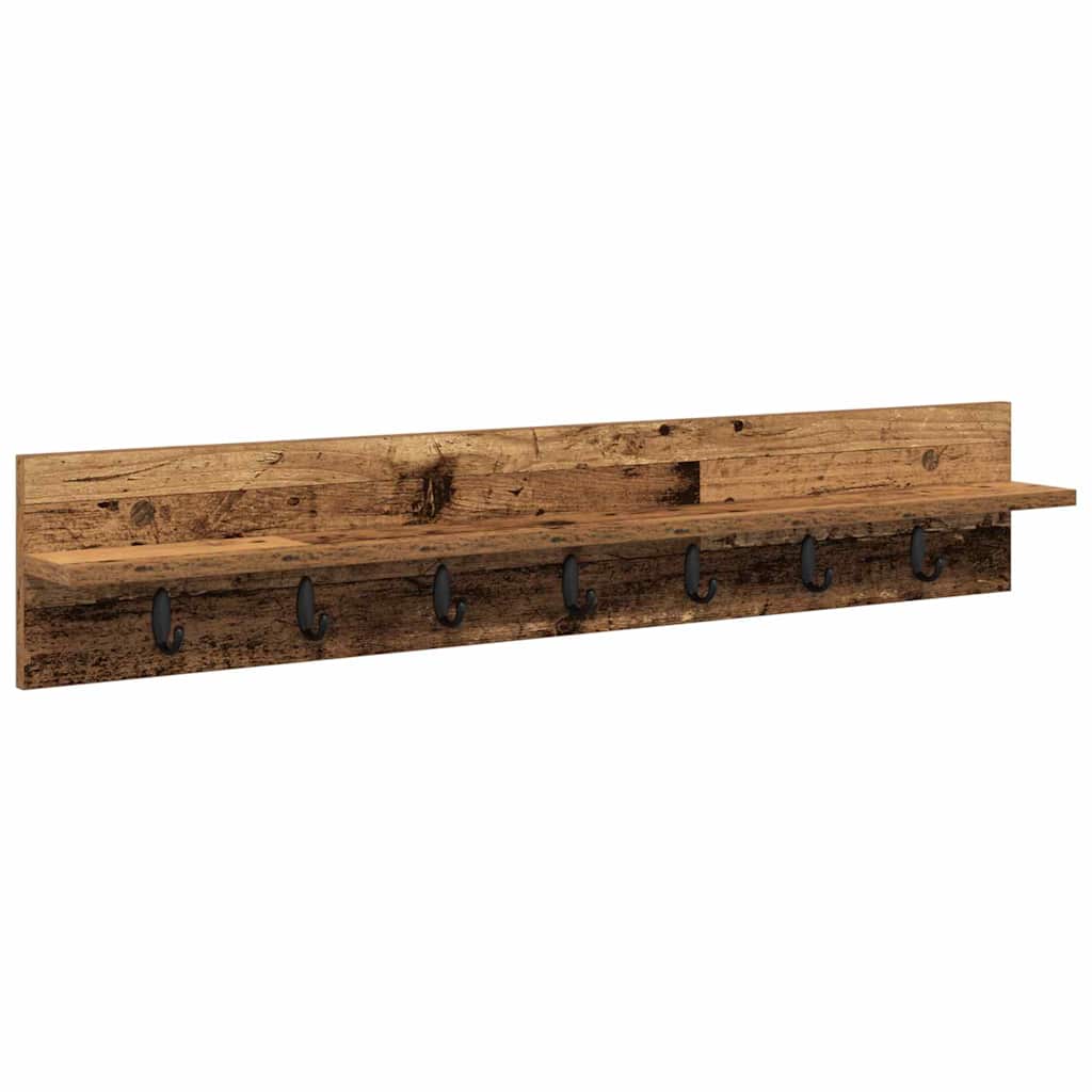 Vegghengt kleshenger med hylle Gammelt tre 100 x 10.5 x 18 cm