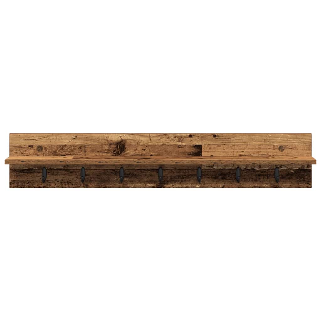 Vegghengt kleshenger med hylle Gammelt tre 100 x 10.5 x 18 cm