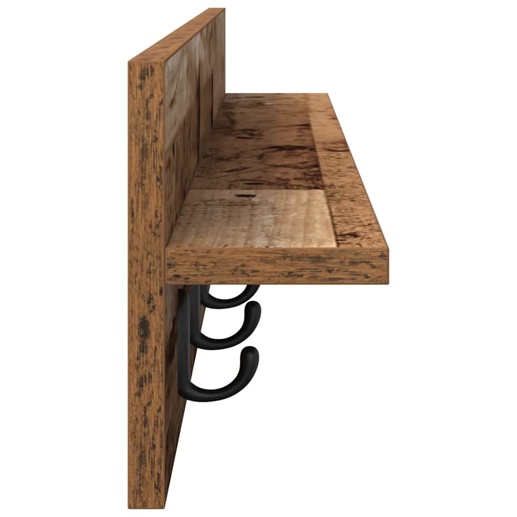 Vegghengt kleshenger med hylle Gammelt tre 100 x 10.5 x 18 cm