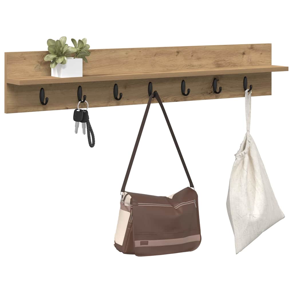 Vegghengt kleshenger med hylle artisan eik 100 x 10.5 x 18 cm