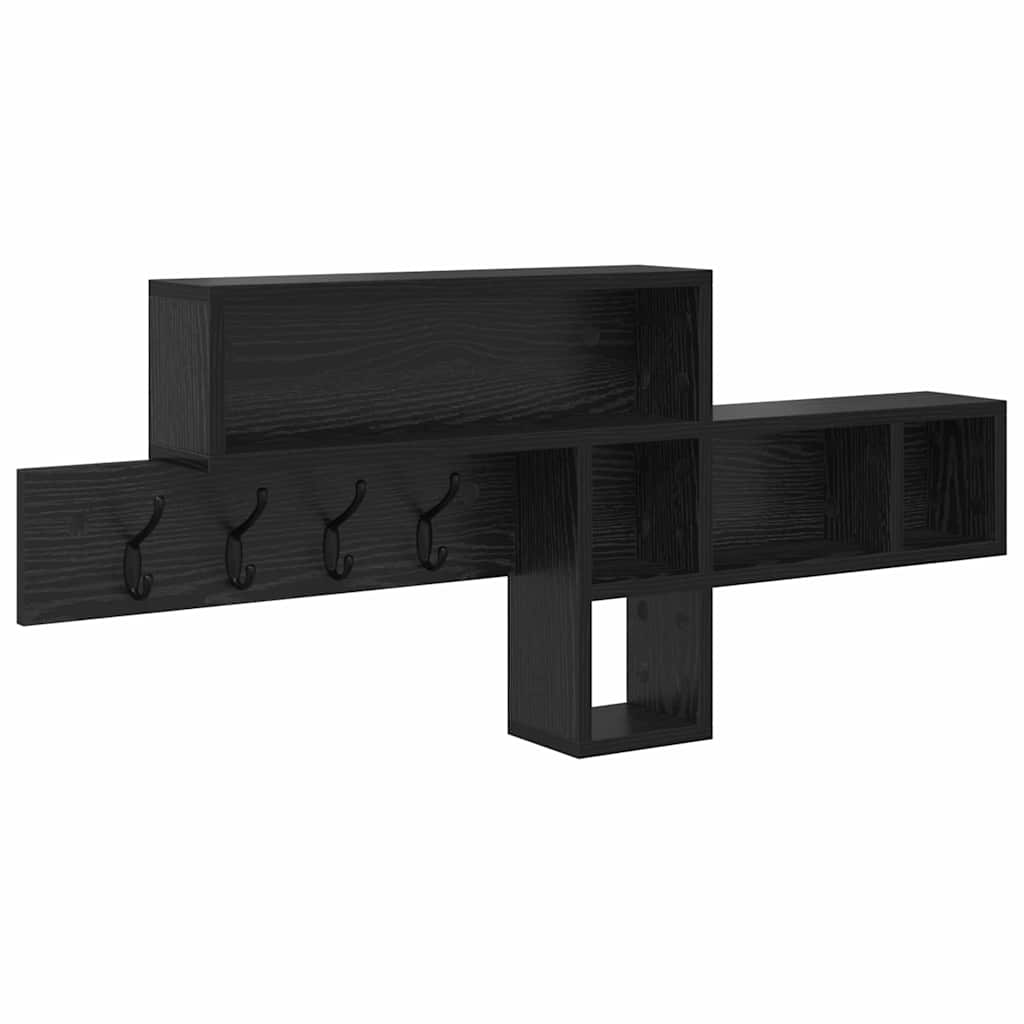 Vegghengt kleshenger med hylle Svart eik 100 x 12 x 43.5 cm