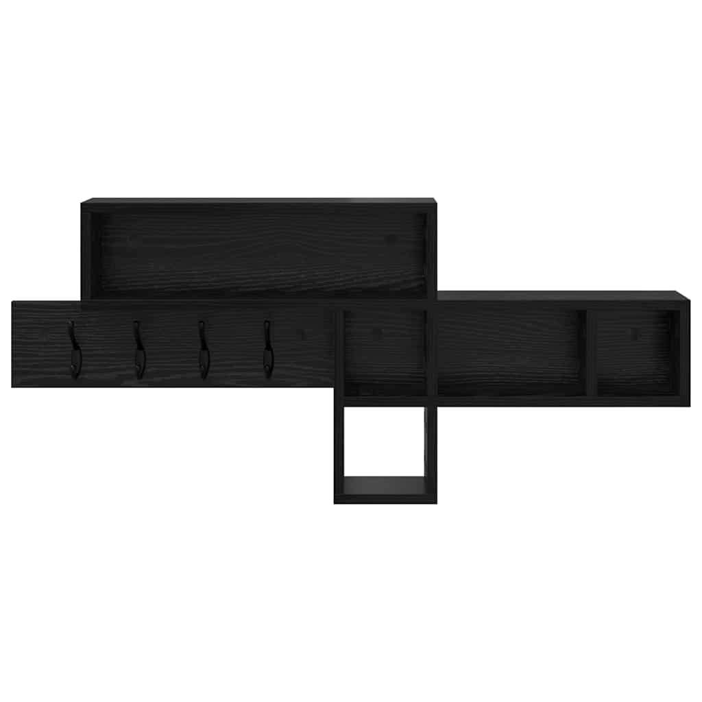 Vegghengt kleshenger med hylle Svart eik 100 x 12 x 43.5 cm