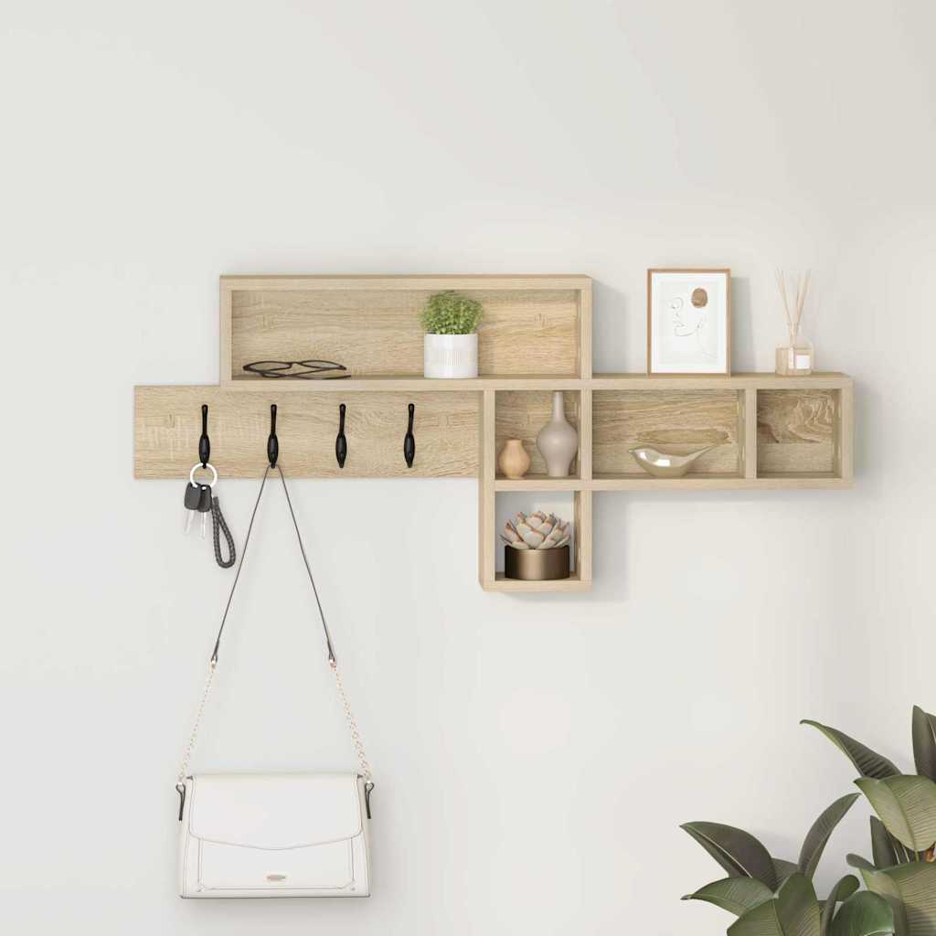 Vegghengt kleshenger med hylle Sonoma eik 100 x 12 x 43.5 cm