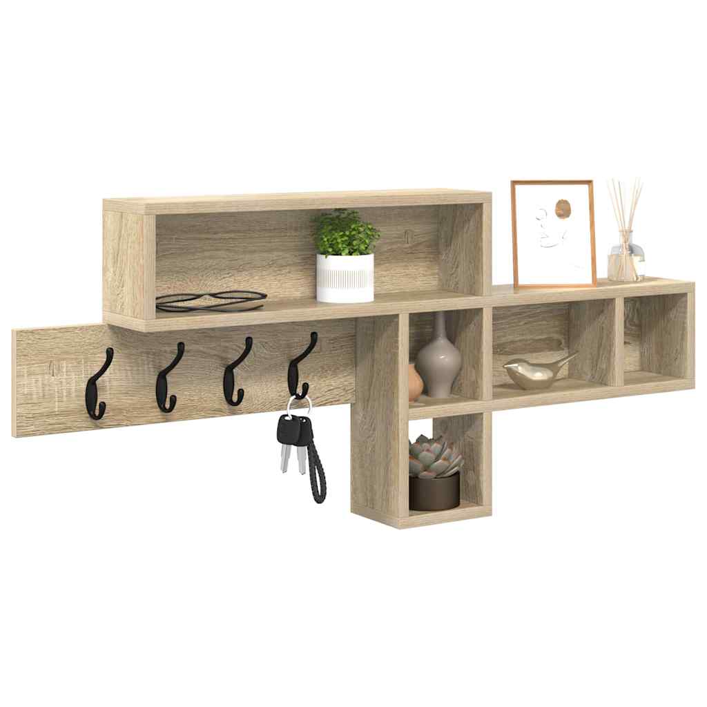 Vegghengt kleshenger med hylle Sonoma eik 100 x 12 x 43,5 cm