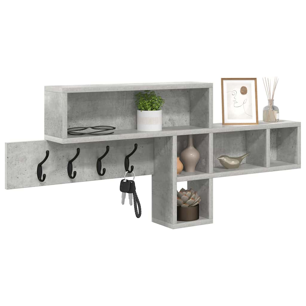 Vegghengt kleshenger med hylle Betonggrå 100 x 12 x 43,5 cm
