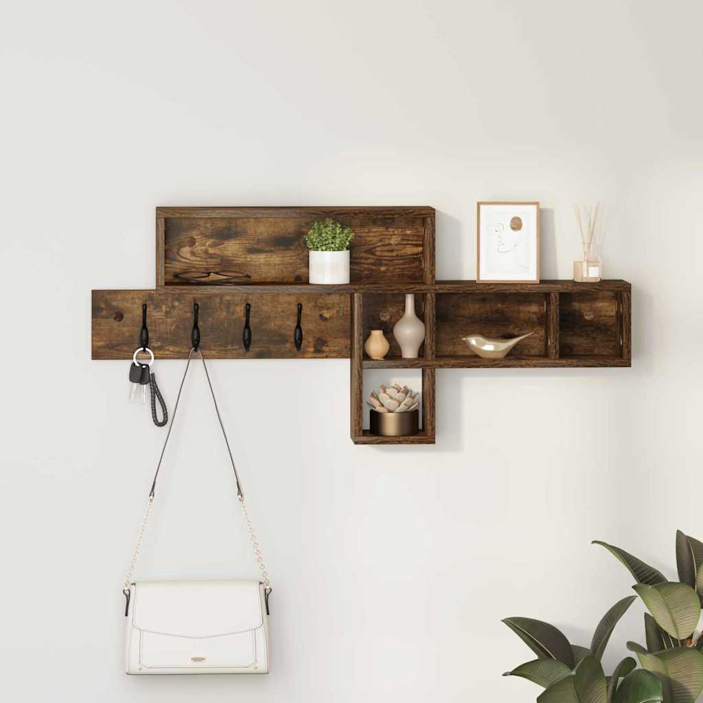 Vegghengt kleshenger Røkt eik 100 x 12 x 43,5 cm Konstruert tre