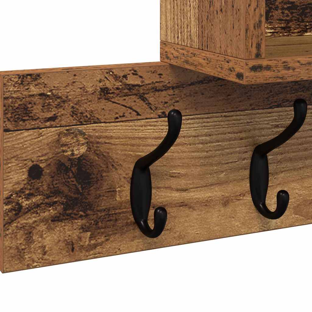 Vegghengt kleshenger med hylle Gammelt tre 100 x 12 x 43.5 cm
