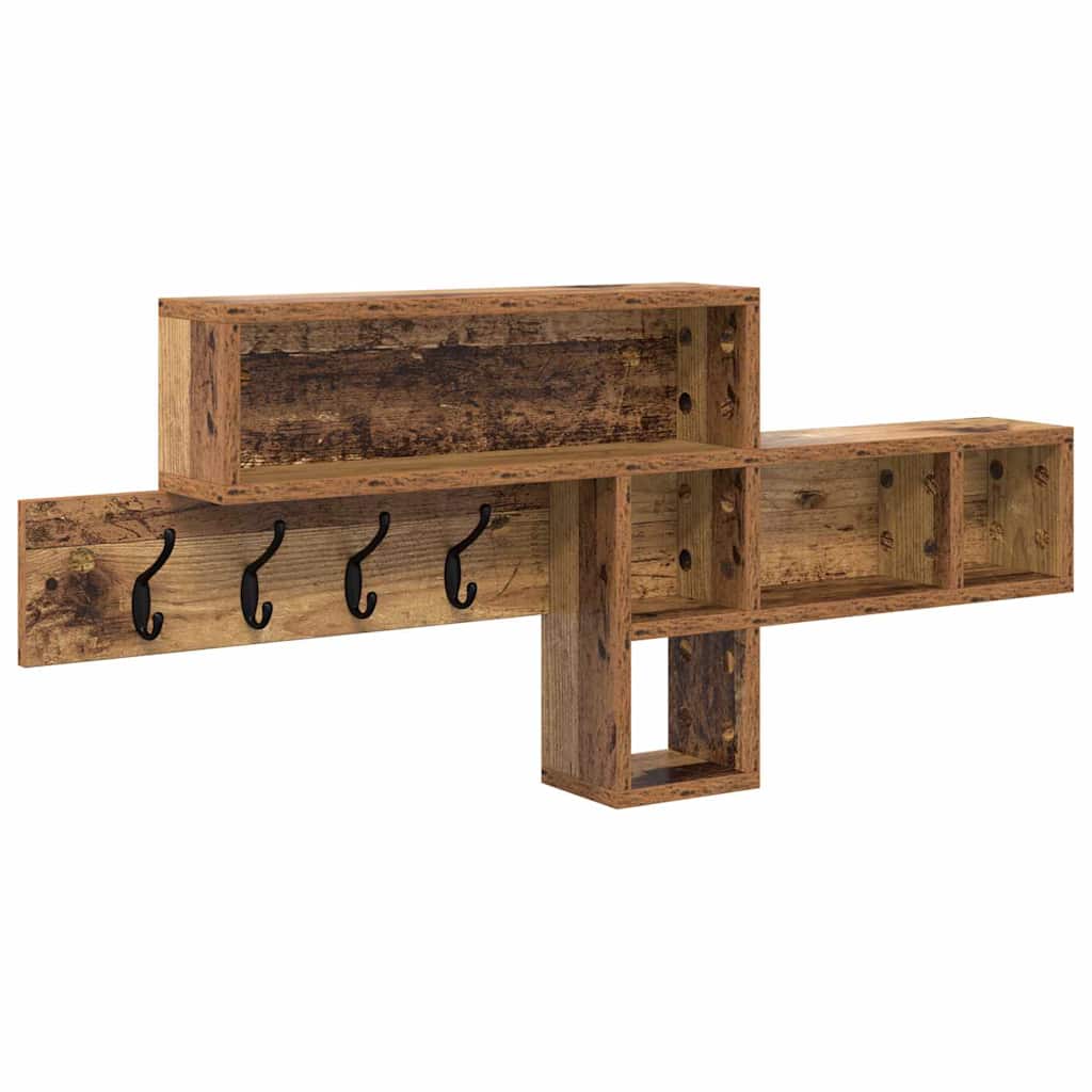 Vegghengt kleshenger med hylle Gammelt tre 100 x 12 x 43,5 cm