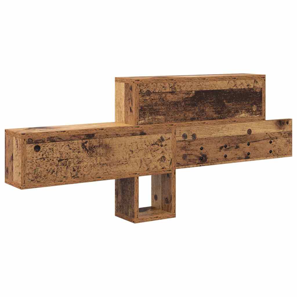 Vegghengt kleshenger med hylle Gammelt tre 100 x 12 x 43,5 cm