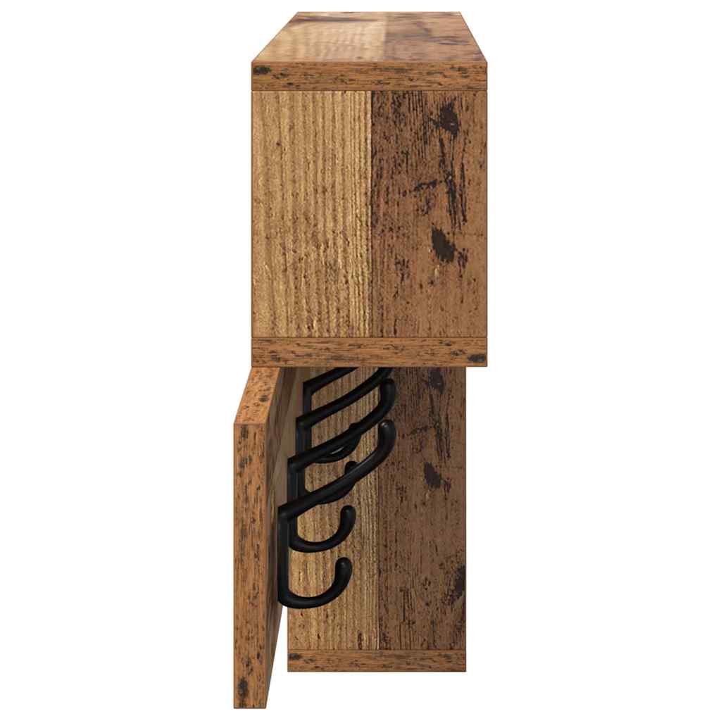 Vegghengt kleshenger med hylle Gammelt tre 100 x 12 x 43.5 cm