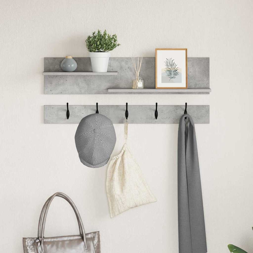 Vegghengt kleshenger Betonggrå 90 x 15 x 36 cm Konstruert tre