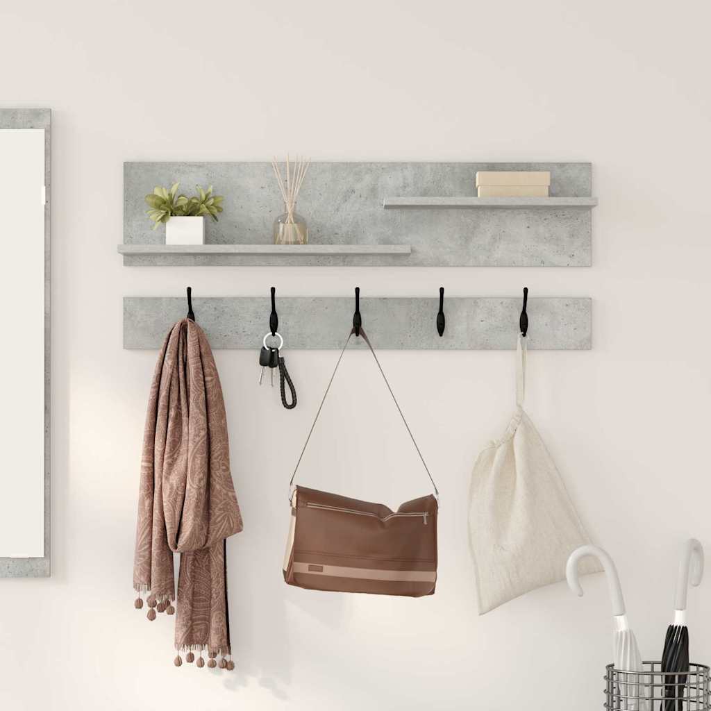 Vegghengt kleshenger Betonggrå 90 x 15 x 36 cm Konstruert tre