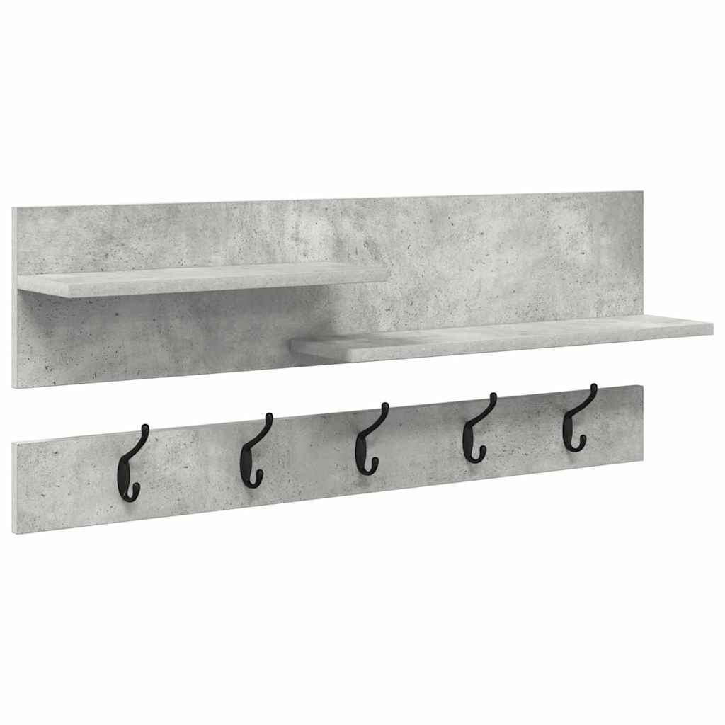 Vegghengt kleshenger Betonggrå 90 x 15 x 36 cm Konstruert tre