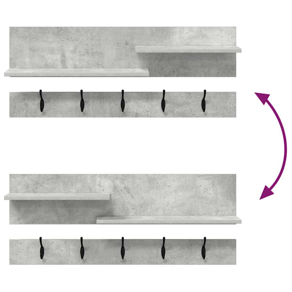 Vegghengt kleshenger Betonggrå 90 x 15 x 36 cm Konstruert tre