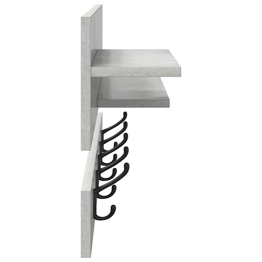 Vegghengt kleshenger Betonggrå 90 x 15 x 36 cm Konstruert tre