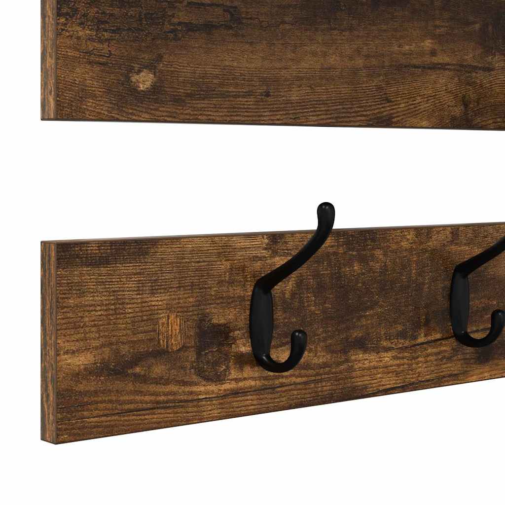 Vegghengt kleshenger Røkt eik 90 x 15 x 36 cm Konstruert tre