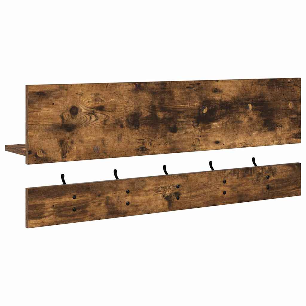 Vegghengt kleshenger Røkt eik 90 x 15 x 36 cm Konstruert tre